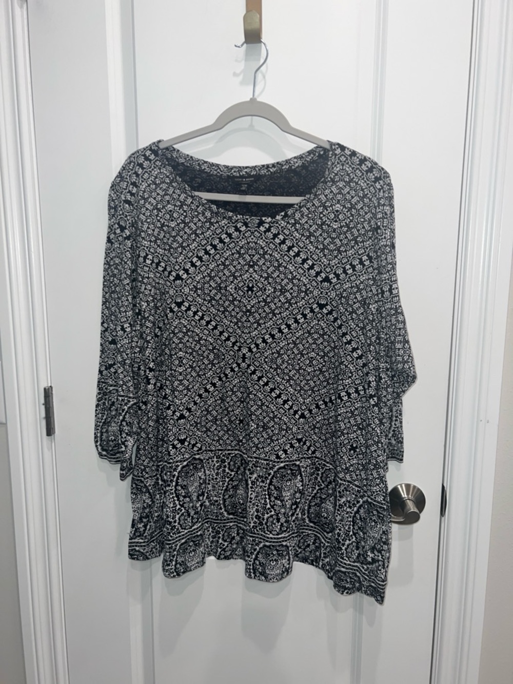 Lucky Brand Women's 3/4 Sleeve Basic Paisley Top Plus Size 3X Blouse